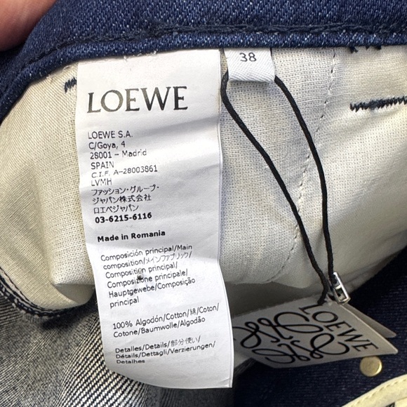 Loewe Fisherman Jeans Size 38 (4-6US) Navy Denim Turn Up Cuff NWT Dust Bag - Picture 10 of 12